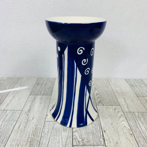 VTG Set of 3 Pacific Rim Candle Holders Blue White Ceramic Taper Candlestick - Picture 7 of 14